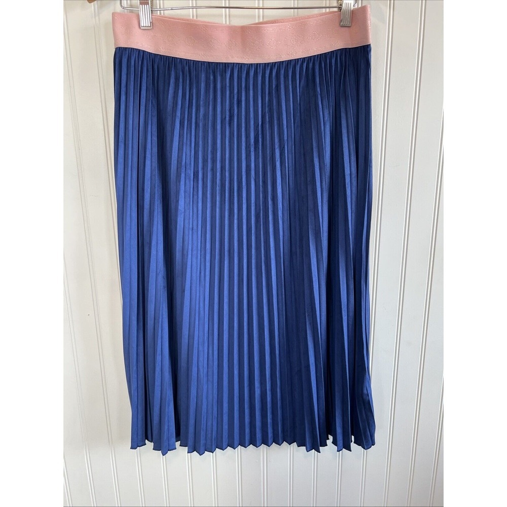 LulaRoe women's size large pleated blue feels like velvet skirt Elastic Waist‎
